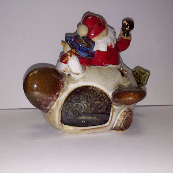 Whimsical Santa and Snowman in Plane Votive Tea Light Candle Holder - Picture 4 of 12